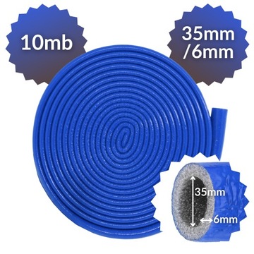 IZOLACJA OTULINA NA RURĘ PEX MIEDZIANĄ WĘGLOWĄ FI 35 / 6mm NIEBIESKA KRĄG