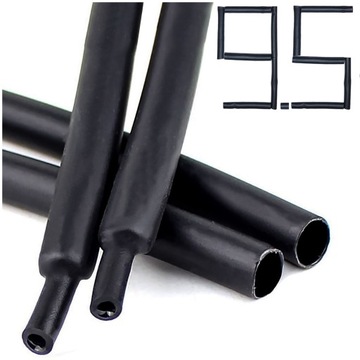 1M RURKA KOSZULKA TERMOKURCZLIWA z KLEJEM GRUBA CZARNA 9mm 9.5/3.2 mm