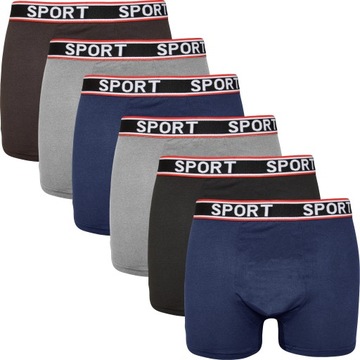 6x BOKSERKI MĘSKIE BAWEŁNIANE MAJTKI SPORT WYGODNE ROZCIĄGLIWE rozmiar 3XL