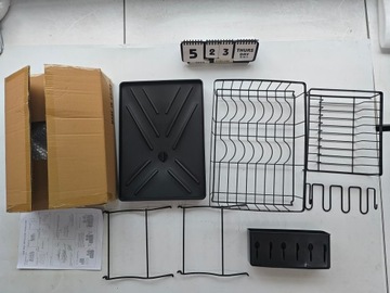 OCIEKACZ DUŻA SUSZARKA STOJĄCA NACZYNIA TALERZE SZTUĆCE CZARNA Z ODPŁYWEM