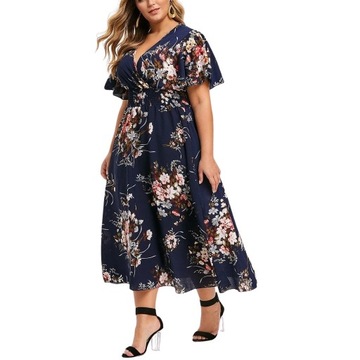 Zwiewna sukienka w kwiaty PLUS SIZE 50 5XL