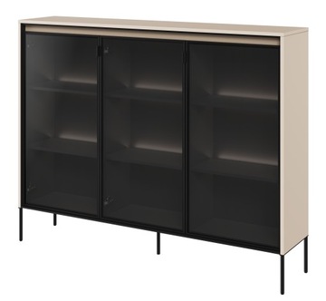 WITRYNA beżowa SZKLANA do salonu GABLOTA LED TR-08