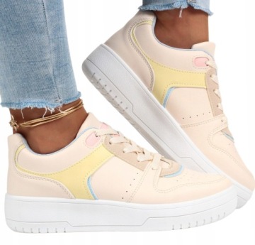 BUTY DAMSKIE SPORTOWE SNEAKERSY WIĄZANE GRUBY SPÓD