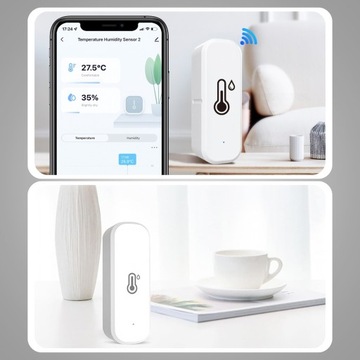CZUJNIK TEMPERATURY I WILGOCI TERMOMETR SMART DOM APLIKACJA COZY LIFE WIFI