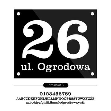 Tablica adresowa adres 3D numer na dom 30x25 czarna do podświetlenia