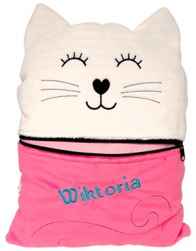 Poduszka KOT Haft z Imieniem 2w1 Pożeracz Piżam Prezent dla Dzieci Gadżet