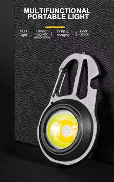 Lampa Halogen na Akumulator 6W Brelok 7 W 1 COB Mega Mocna 5x wkrętaki