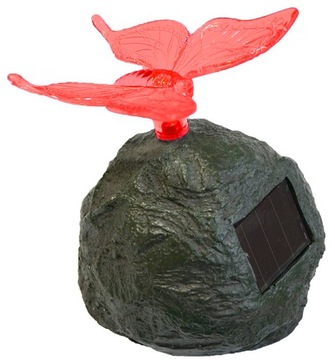 Светодиодный солнечный светильник БАБОЧКА СТРЕКОЗА на камне RGB П-605