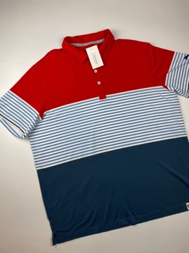 Koszulka polo sportowa PUMA czerwona paski r. XXL