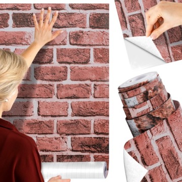 TAPETA CEGŁA SAMOPRZYLEPNA ŚCIENNA OKLEINA IMITACJA KAMIEŃ EFEKT 3D 10m