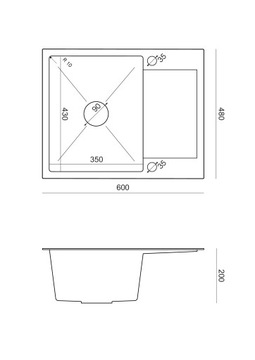 Мойка LEO 16 STEEL чёрная ПВД 60х48+СИФОН
