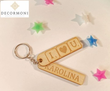 Brelok LOVE grawer imię drewniany personalizowany