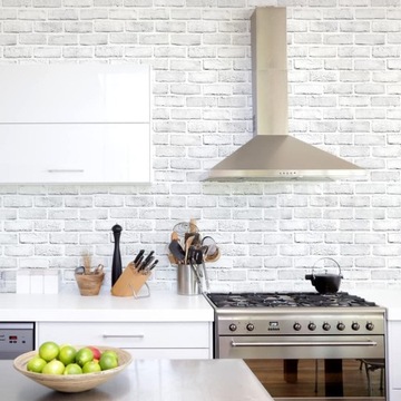 ОБОИ САМОКЛЕЯЩИЕСЯ БЕЛЫЙ КИРПИЧ 3D ШПОН 45см х 10м