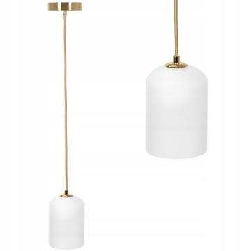 LAMPA WISZĄCA TUBA SZKLANA BIAŁA MLECZNA ZŁOTA APP1169