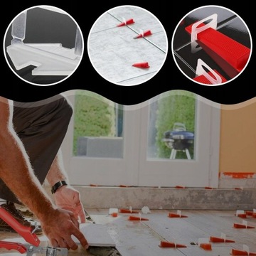 НАБОР ДЛЯ ВЫРАВНИВАНИЯ ПЛИТКИ ЗАЖИМЫ 1 ММ 500 ШТ. + 100 КЛИНЕЙ