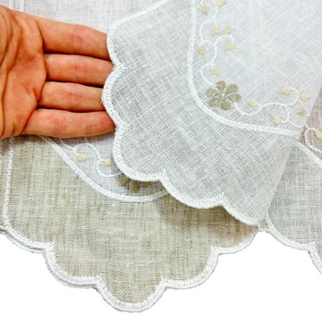 Firanka Kuchnia Biała Zazdrostka Beż Haft wysokość 40 cm