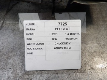 CHLADIČ VENTILÁTOR PEUGEOT 207 06R. 1,4 HDI