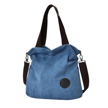 Modna damska torba na zakupy płócienna torba na ramię o dużej pojemności Tote Blue