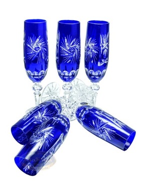 Kobaltowe kryształowe kieliszki do szampana 170ml