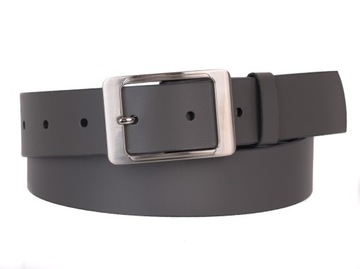SKÓRZANY Pasek damski Szeroki SIWY 4cm