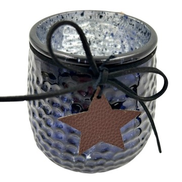 ELEGANCKI SZKLANY ŚWIECZNIK LAMPION SŁOIK CZARNY Z GWIAZDKĄ 10CM