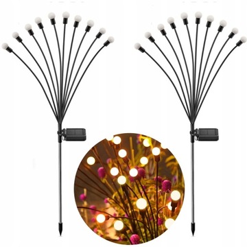 2x Садовые лампы на солнечных батареях 10LED 72см теплые