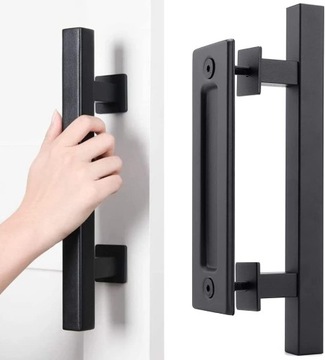 KLAMKA UCHWYT POCHWYT DRZWI PRZESUWNYCH LOFT RETRO CZARNY PODWÓJNY kpl