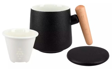 Kubek CERAMICZNY sitko przykrywka CZARNY 400ml