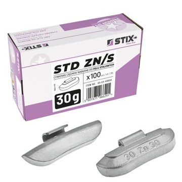 CIĘŻARKI NABIJANE CYNKOWE DO FELG STALOWYCH ZN/S 30G / 100 SZT. - STIX