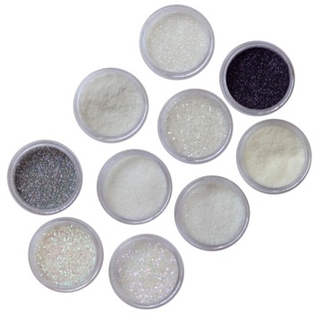 10x pyłek duo brokat do zdobienia paznokci zestaw