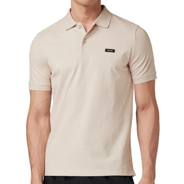 Calvin Klein koszulka polo męska beżowa polówka bawełna K10K111196 L