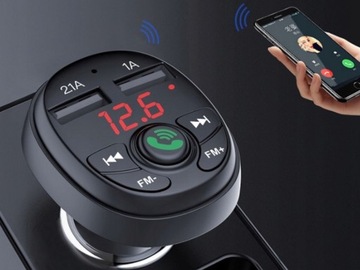 FM-ПЕРЕДАТЧИК ЗАРЯДНОЕ УСТРОЙСТВО BLUETOOTH 2xUSB Вольтметр