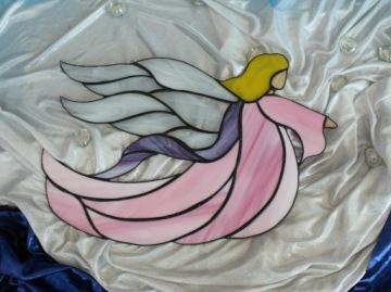 Витражный ангел Tiffany Kal розового цвета, для подвешивания