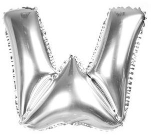 Balon Foliowy 40 cm - Litera W - SREBRNY