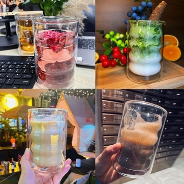 SZKLANKI DO KAWY LATTE Macchiato +ŁYŻECZKI zestaw szklanek na kawę kubek x4