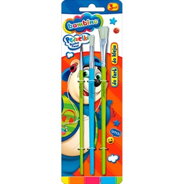 Pędzelki do farb i kleju Bambino, 3 sztuki