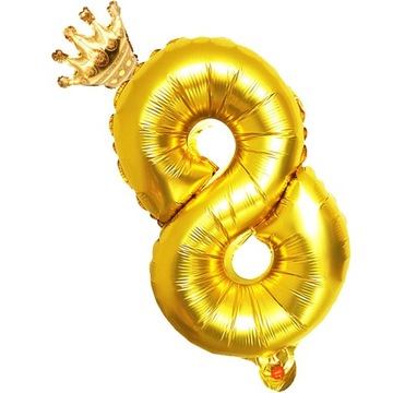 Balon ze złotą cyfrą i koroną Urodzinowy balon z aplikacją Urodzinowa korona foliowa H