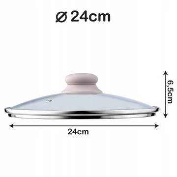 POKRYWKA SZKLANA 24 cm POKRYWA DO GARNKA PATELNI UNIWERSALNA ŻAROODPORNA
