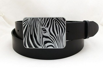 Skórzany Pasek Klamra Zebra