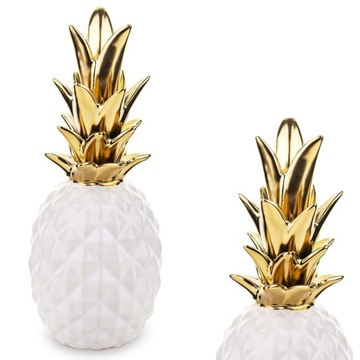 Figurka ceramiczna ananas biało złoty 18x7cm 136024