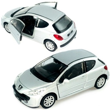 PEUGEOT 207 MODEL METAL WELLY 1:34 SREBRNY