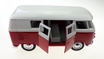 АВТОБУС WELLY 1963 VW VOLKSWAGEN T1 БЕЛЫЙ И КРАСНЫЙ НОВАЯ МЕТАЛЛИЧЕСКАЯ МОДЕЛЬ 1:34
