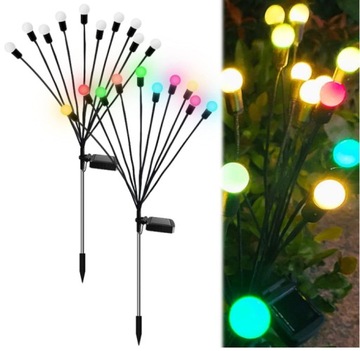 ZESTAWx2 Lampa solarna lampka ogrodowa wbijana w ziemię ozdobna kulki 10LED