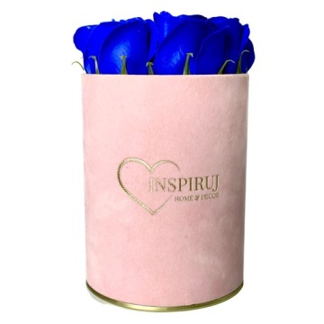 Цветочная коробка с мыльными цветами Подарок цветы мыло роза Велюровая коробка