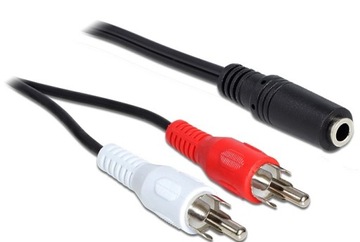 Kabel 1,4m Mini Jack 3,5mm żeński do 2x RCA CHINCH