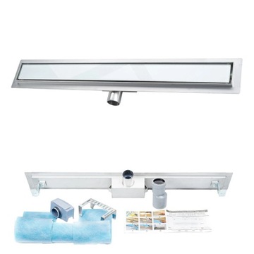 Odpływ liniowy białe szkło Sanitline 80 cm white