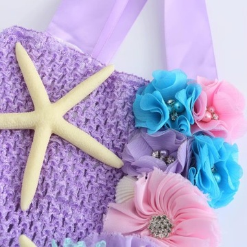 STRÓJ SUKIENKA MAŁA SYRENKA ARIELKA SPÓDNICZKA TUTU TIULOWA 104 110 CM