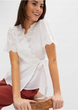 46 Bonprix WW БЕЛЫЙ ТОП С ВЫШИВКОЙ