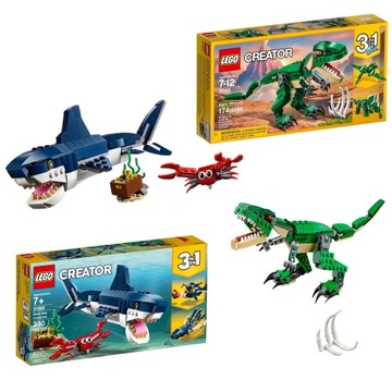 LEGO Creator 3 w 1 31058 Potężne dinozaury + 31088 Morskie stworzenia