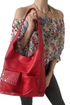 TOREBKA DAMSKA WOREK A4 dżety CZERWONA